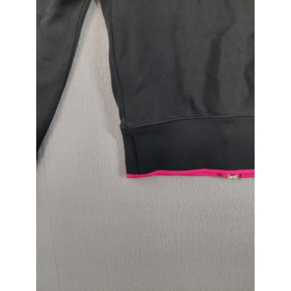 Nike Women Track Jacket M Black Pink Swoosh Logo Full Zip Mock Neck Retro Y2K - Picture 15 of 16